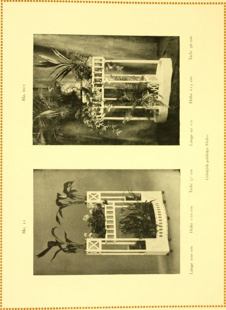An illustration from Rheinauer Gartenmobel : Spalierwerke, Holzarbeiten fur Parkanlagen, Veranden und Wintergarten, Gartenlauben, Gartenhauser ..., 1912, leaf 94