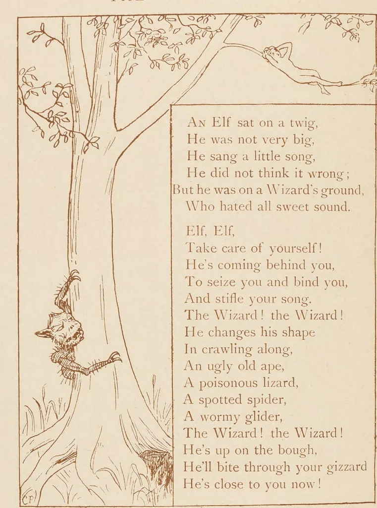 An illustration from Rhymes for the young folk, 1887, leaf 18