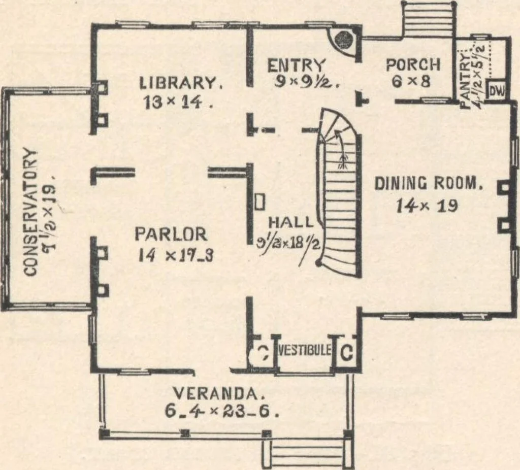 An illustration from Cottage houses for village and country homes, 1899, leaf 112