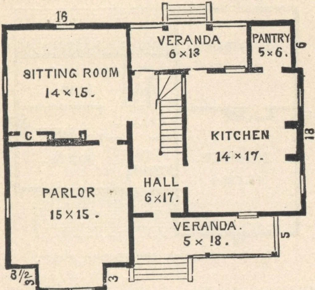 An illustration from Cottage houses for village and country homes, 1899, leaf 44