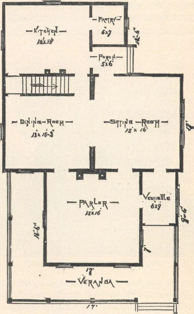 An illustration from Cottage houses for village and country homes, 1899, leaf 87