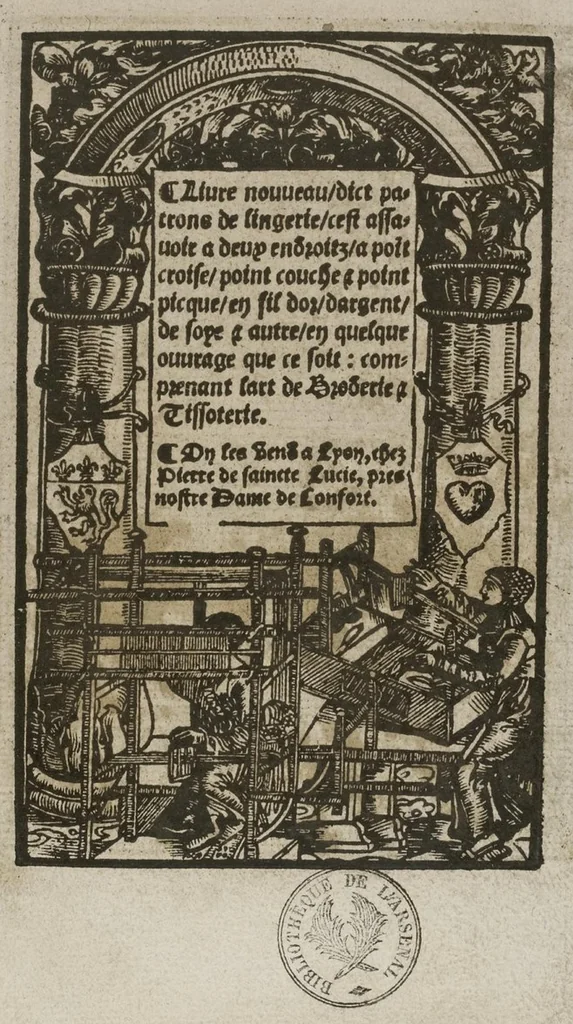 An illustration from Livre nouveau, dict patrons de lingerie, cest assavoir a deux endroitz, a poi[n]t croise, point couche et point picque... comprenant lart de broderie et tissoterie, 1545, leaf 0