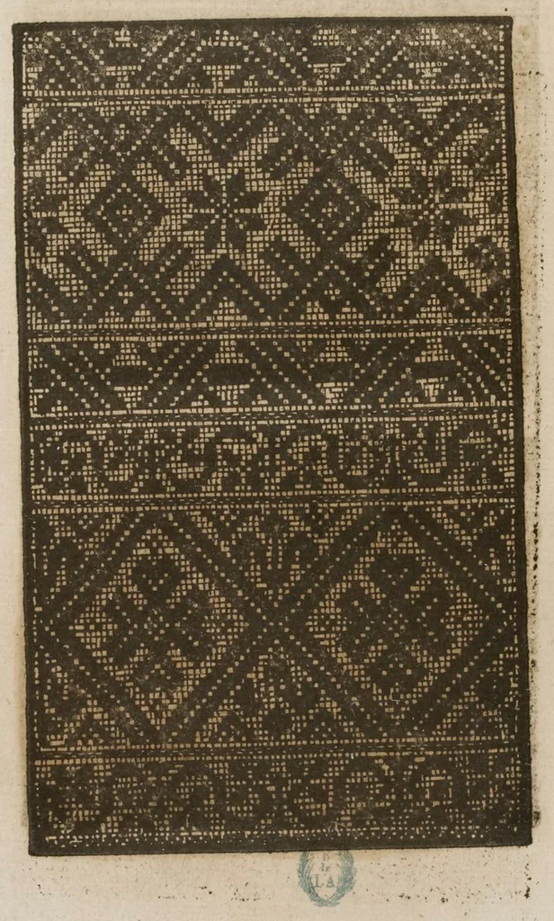 An illustration from Livre nouveau, dict patrons de lingerie, cest assavoir a deux endroitz, a poi[n]t croise, point couche et point picque... comprenant lart de broderie et tissoterie, 1545, leaf 15