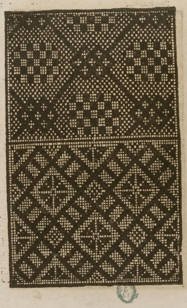 An illustration from Livre nouveau, dict patrons de lingerie, cest assavoir a deux endroitz, a poi[n]t croise, point couche et point picque... comprenant lart de broderie et tissoterie, 1545, leaf 17