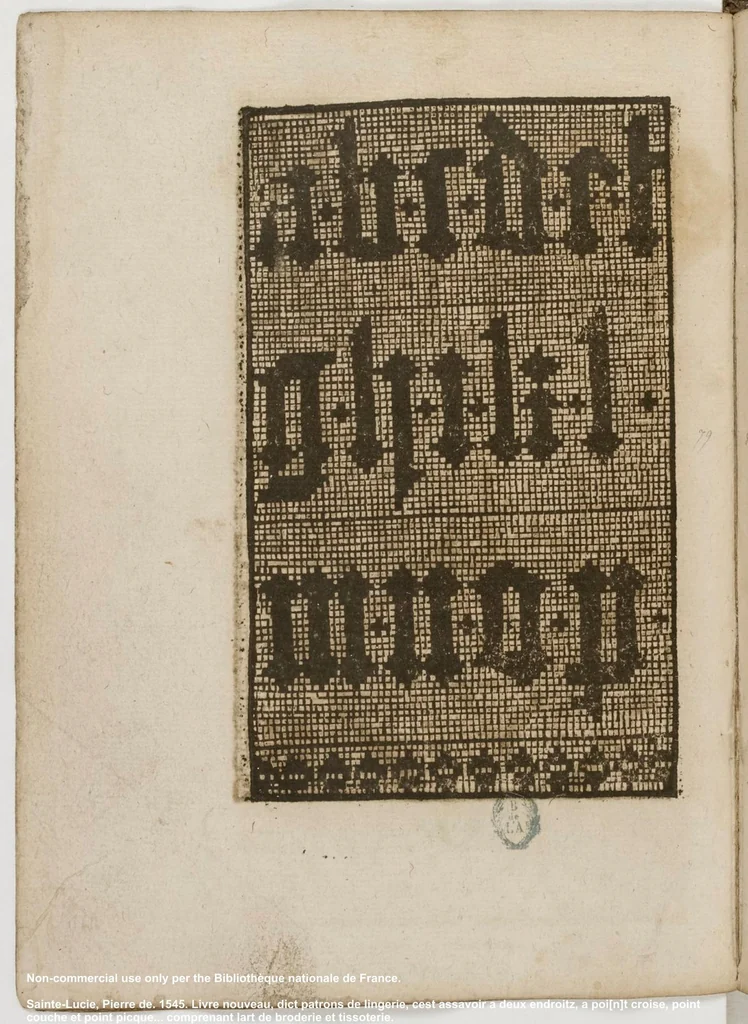 An illustration from Livre nouveau, dict patrons de lingerie, cest assavoir a deux endroitz, a poi[n]t croise, point couche et point picque... comprenant lart de broderie et tissoterie, 1545, leaf 35