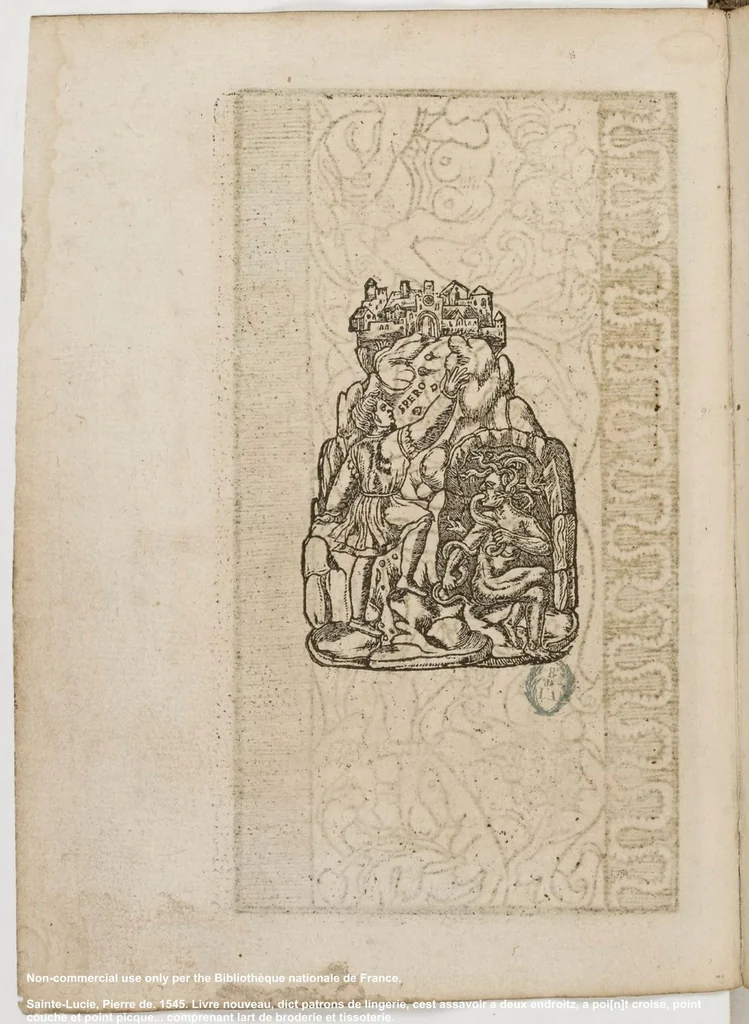 An illustration from Livre nouveau, dict patrons de lingerie, cest assavoir a deux endroitz, a poi[n]t croise, point couche et point picque... comprenant lart de broderie et tissoterie, 1545, leaf 47