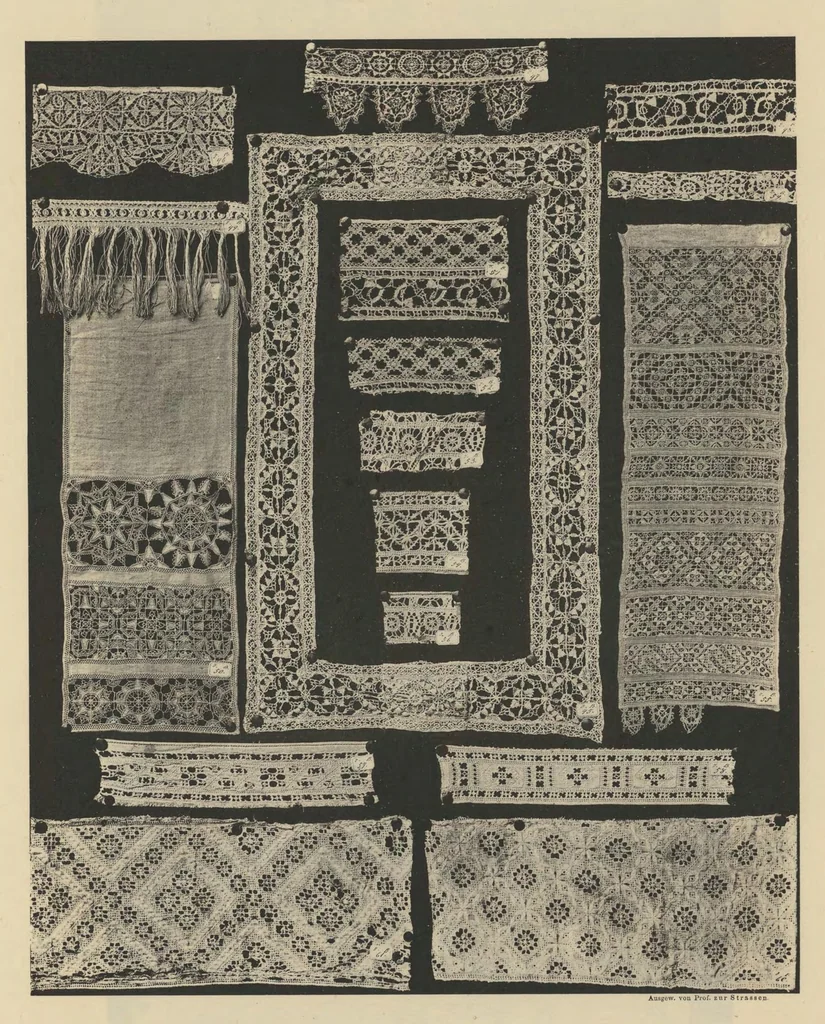 An illustration from Ornamentale und Kunstgewerbliche Sammelmappe : Spitzen des 16. bis 19. Jahrhunderts aus den Sammlungen des Kunstgewerbe-Museums zu Leipzig; Serie IV, 1894, leaf 14