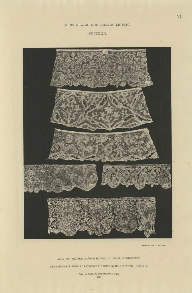 An illustration from Ornamentale und Kunstgewerbliche Sammelmappe : Spitzen des 16. bis 19. Jahrhunderts aus den Sammlungen des Kunstgewerbe-Museums zu Leipzig; Serie V, 1894, leaf 16