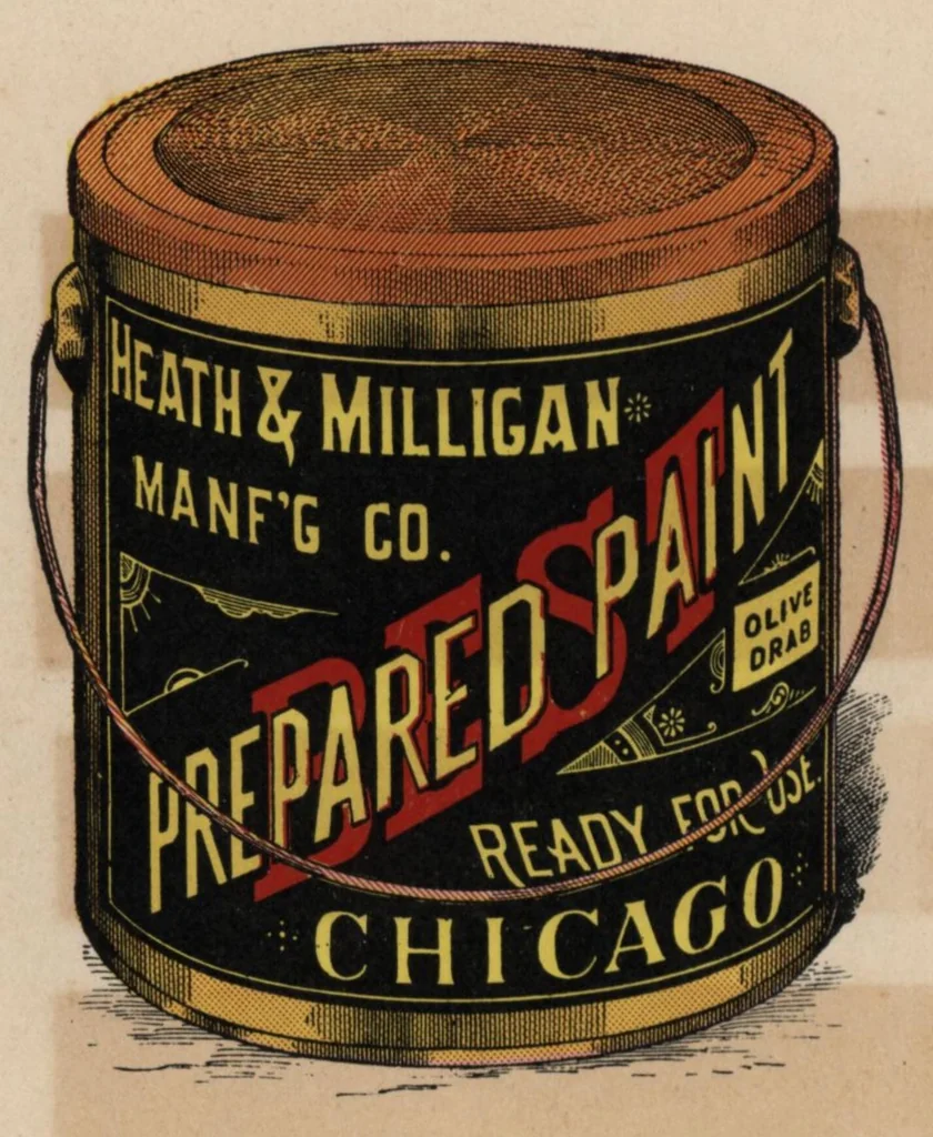 An illustration from Sample colors, paints, stains, etc., Heath & Miligan Mfg Co., 1895, leaf 7