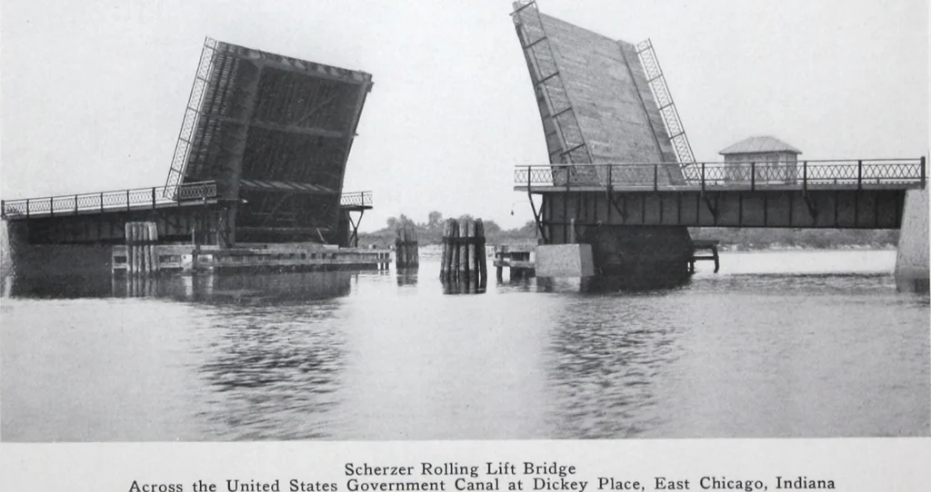 An illustration from Scherzer rolling lift bridges : their inception, development and use., 1916, leaf 18