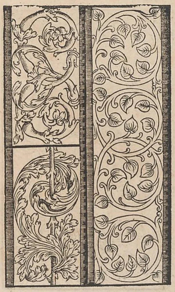 An illustration from Ein new modelbuch auff aussnehen und borten wircken yn der laden und langen gestell gemert und gebessert mitt new andern modeln, 1524, leaf 10