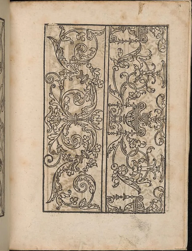 An illustration from Ein new modelbuch auff aussnehen und borten wircken yn der laden und langen gestell gemert und gebessert mitt new andern modeln, 1524, leaf 20