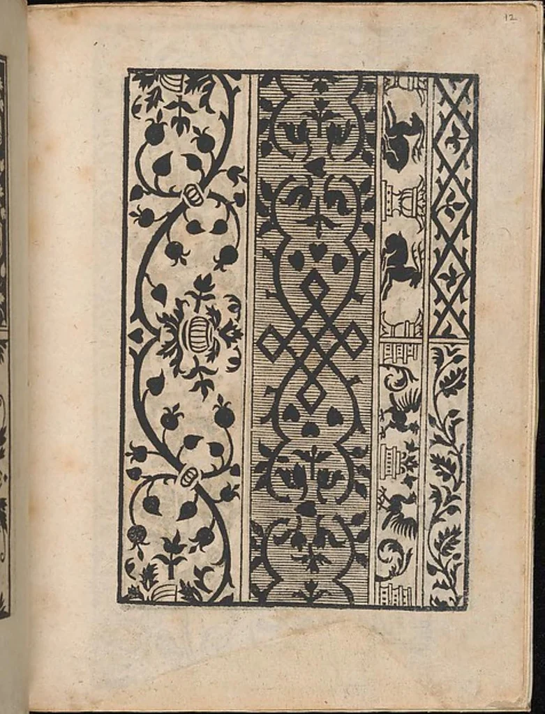 An illustration from Ein new modelbuch auff aussnehen und borten wircken yn der laden und langen gestell gemert und gebessert mitt new andern modeln, 1524, leaf 22