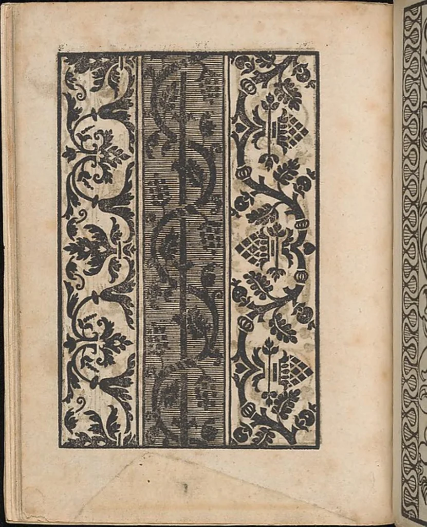 An illustration from Ein new modelbuch auff aussnehen und borten wircken yn der laden und langen gestell gemert und gebessert mitt new andern modeln, 1524, leaf 23
