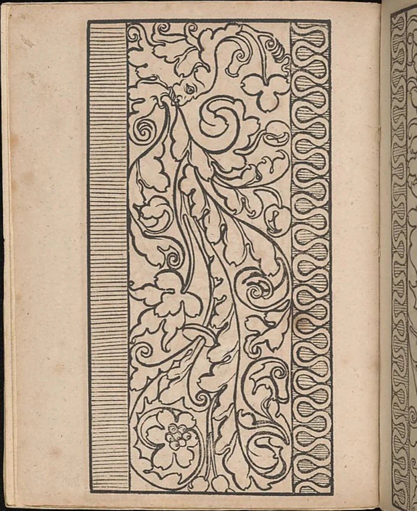 An illustration from Ein new modelbuch auff aussnehen und borten wircken yn der laden und langen gestell gemert und gebessert mitt new andern modeln, 1524, leaf 3