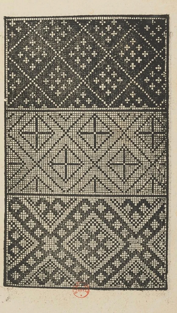 An illustration from Ein new Modelbuch auff aussnehen und porten wircken in der Laden unnd langengestell Gemert und gepessert mit 105 andern Modeln, 1527, leaf 14