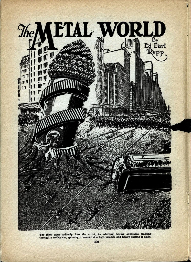 An illustration from Science Wonder Stories, Vol. 1, No. 5 (October 1929), 1929, leaf 7