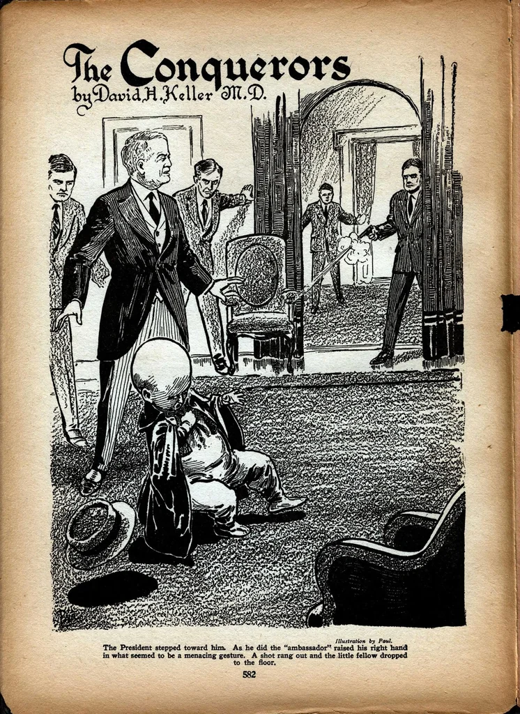An illustration from Science Wonder Stories, Vol. 1, No. 7 (December 1929), 1929, leaf 7