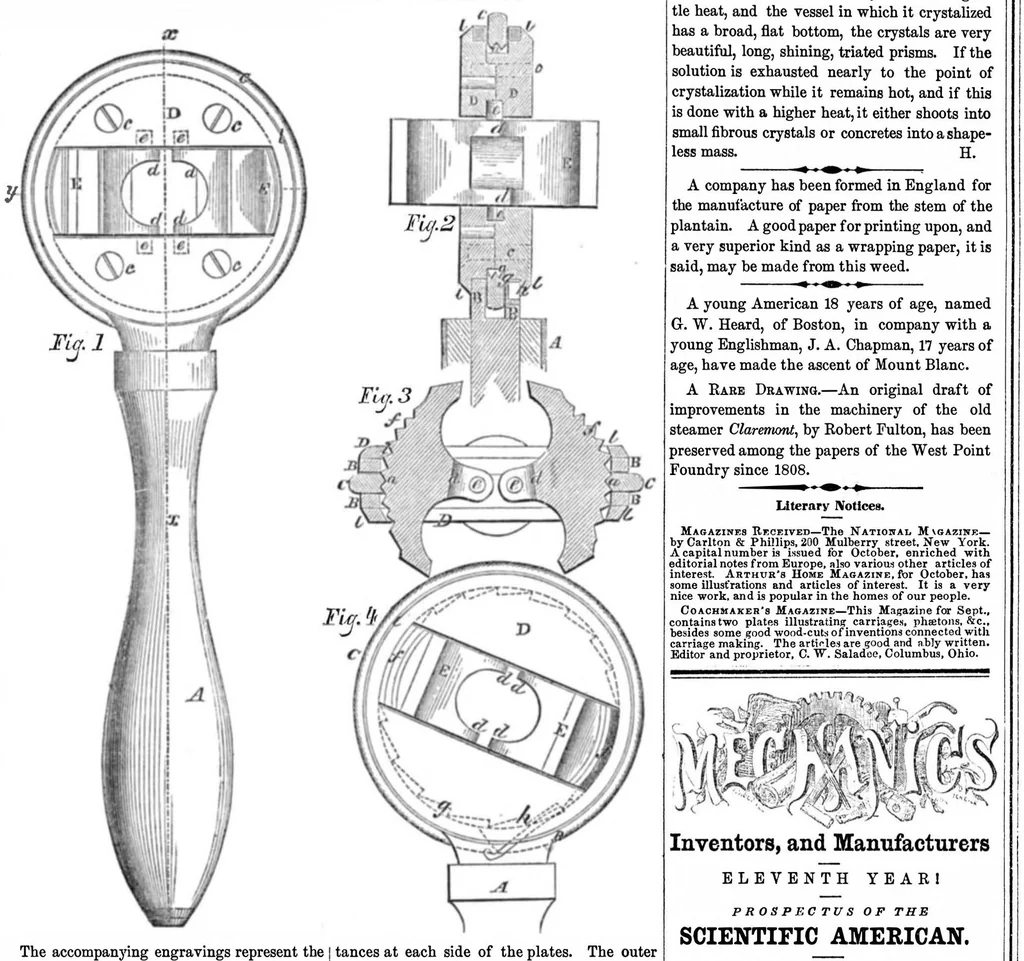 An illustration from Scientific American, Vol. 11, No. 3 (September 29, 1855), 1855, leaf 7