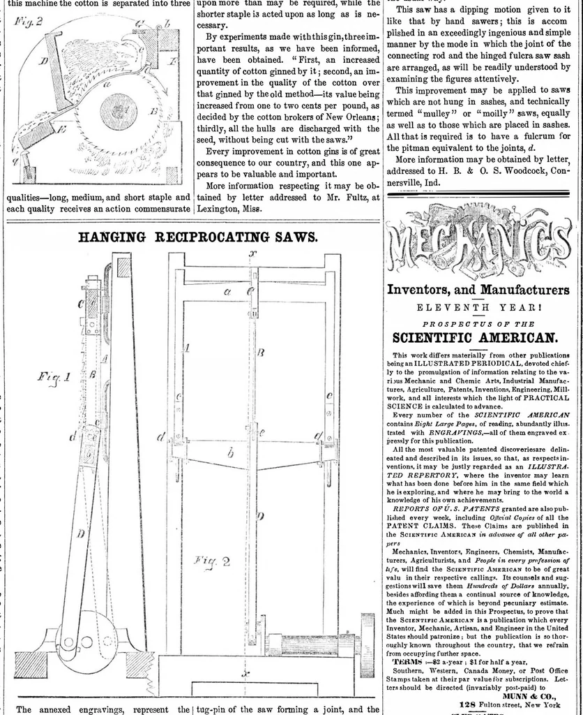 An illustration from Scientific American, Vol. 11, No. 8 (November 3, 1855), 1855, leaf 7