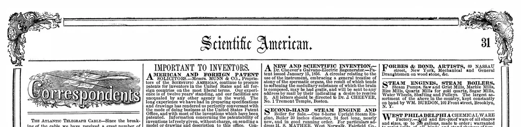 An illustration from Scientific American, Vol. 13, No. 4 (October 3, 1857), 1857, leaf 6