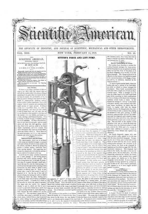 An illustration from Scientific American, Vol. 13, No. 23 (February 13, 1858), 1858, leaf 0