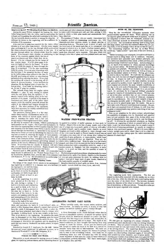 An illustration from Scientific American, New Series, Vol. 20, No. 7 (February 13, 1869), 1869, leaf 4