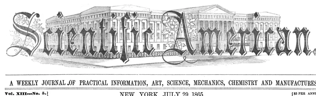 An illustration from Scientific American, Vol. 13, No. 5 (1865), 1865, leaf 0