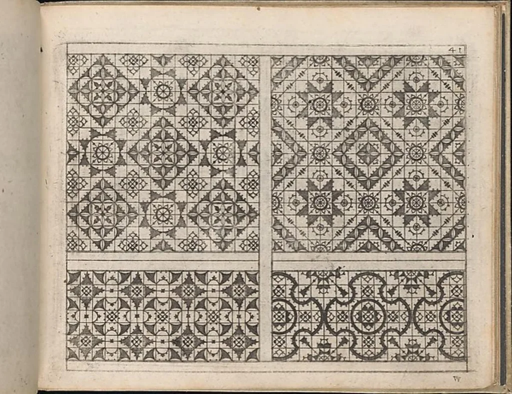 An illustration from Newes Modelbuch in Kupffer gemacht, darinen aller hand Arth newer Model von dun, mittel vnd dick aussgeschnidener Arbeit auch andern kunstlichen Neh werck zu gebrauchen., 1604, leaf 54