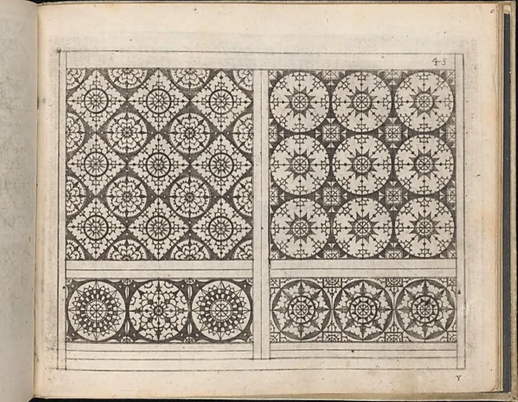 An illustration from Newes Modelbuch in Kupffer gemacht, darinen aller hand Arth newer Model von dun, mittel vnd dick aussgeschnidener Arbeit auch andern kunstlichen Neh werck zu gebrauchen., 1604, leaf 58