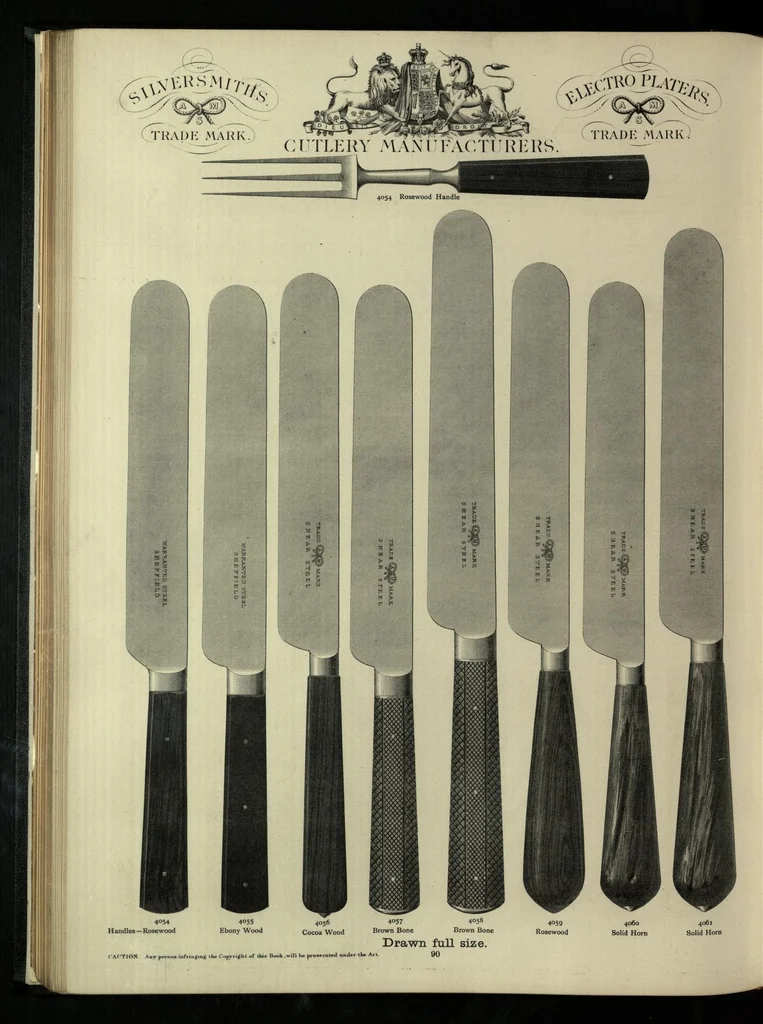 An illustration from Illustrated pattern-book of silver goods, electro-silver plated goods and cutlery : also of japanned goods, bronze and ormolu goods, ironmongery, lamps, etc., 1889, leaf 101