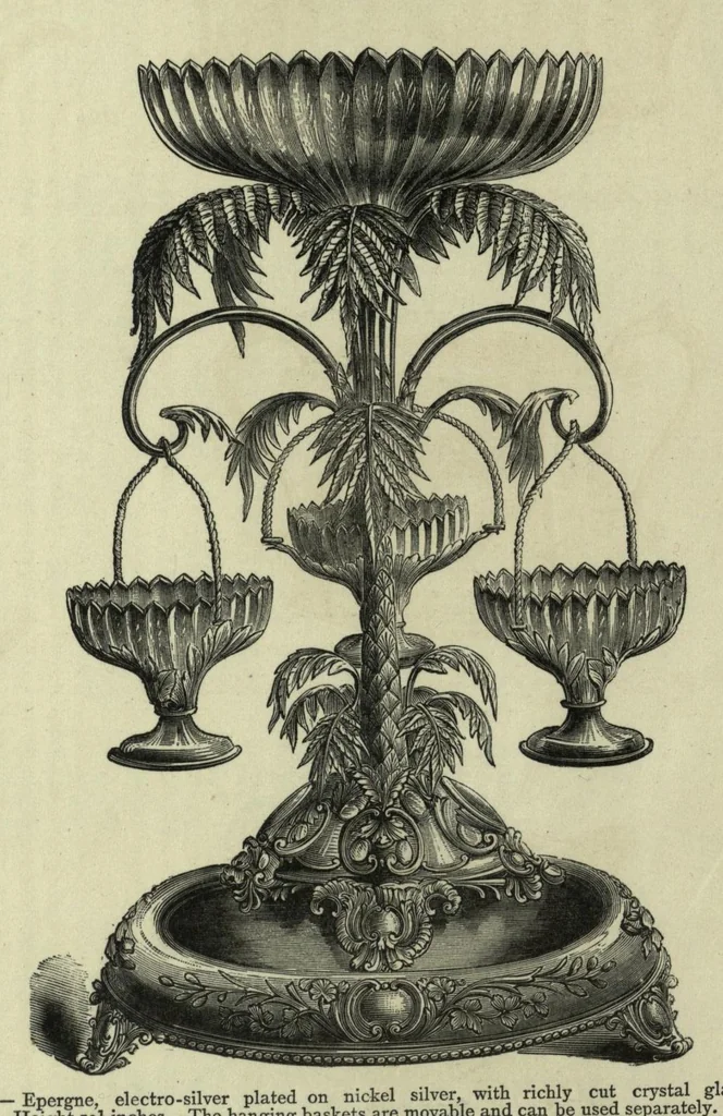 An illustration from Illustrated pattern-book of silver goods, electro-silver plated goods and cutlery : also of japanned goods, bronze and ormolu goods, ironmongery, lamps, etc., 1889, leaf 23