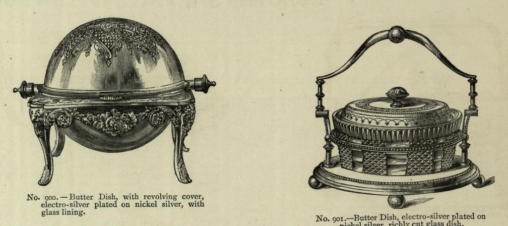 An illustration from Illustrated pattern-book of silver goods, electro-silver plated goods and cutlery : also of japanned goods, bronze and ormolu goods, ironmongery, lamps, etc., 1889, leaf 55