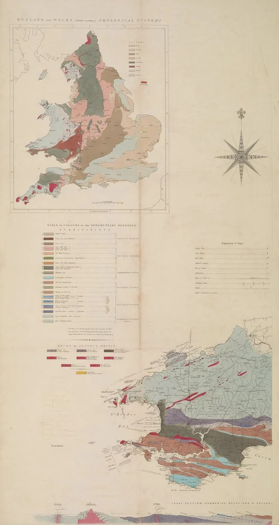 An illustration from The Silurian system, founded on geological researches in the counties of Salop, Hereford, Radnor, Montgomery, Caermarthen, Brecon, Pembroke, Monmouth, Gloucester, Worcester, and Stafford : with descriptions of the coalfields and overlying formations, 1839, leaf 9