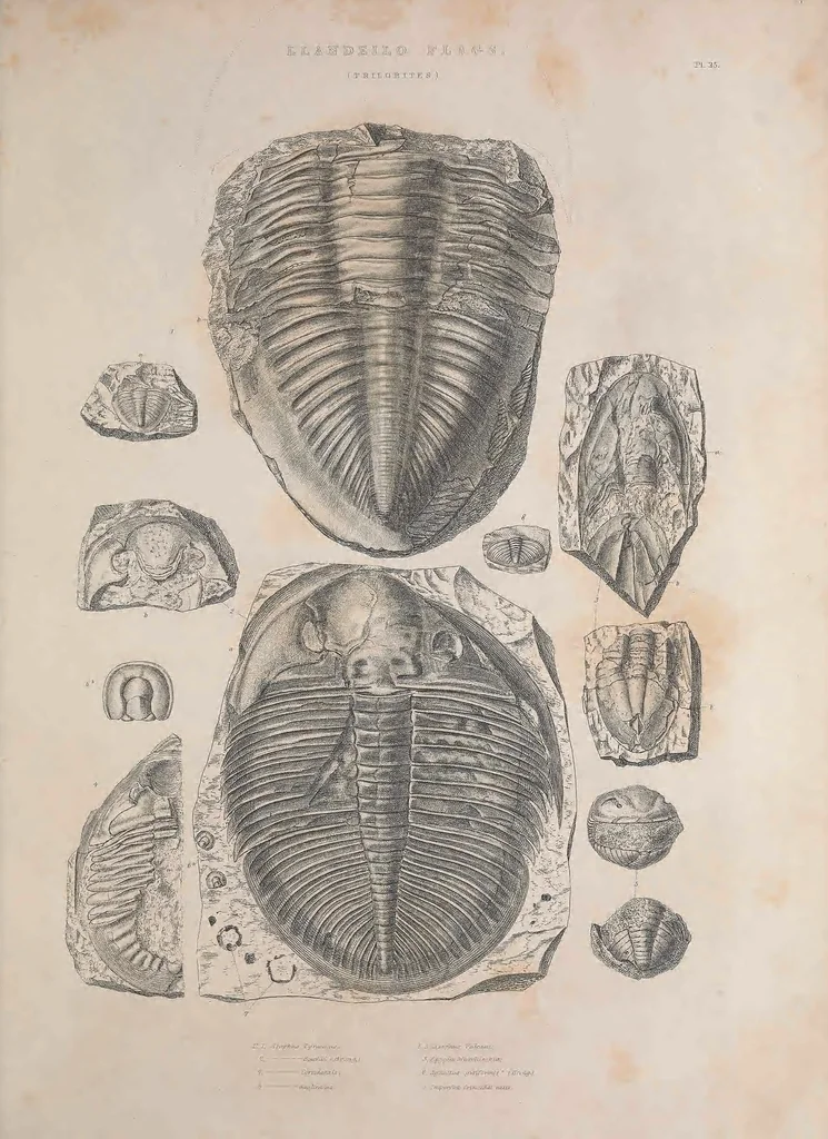 An illustration from The Silurian system, founded on geological researches in the counties of Salop, Hereford, Radnor, Montgomery, Caermarthen, Brecon, Pembroke, Monmouth, Gloucester, Worcester, and Stafford : with descriptions of the coalfields and overlying formations, 1839, leaf 257