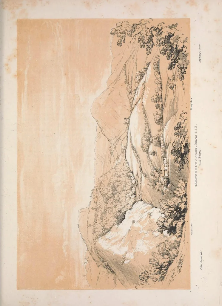An illustration from The Silurian system, founded on geological researches in the counties of Salop, Hereford, Radnor, Montgomery, Caermarthen, Brecon, Pembroke, Monmouth, Gloucester, Worcester, and Stafford : with descriptions of the coalfields and overlying formations, 1839, leaf 395