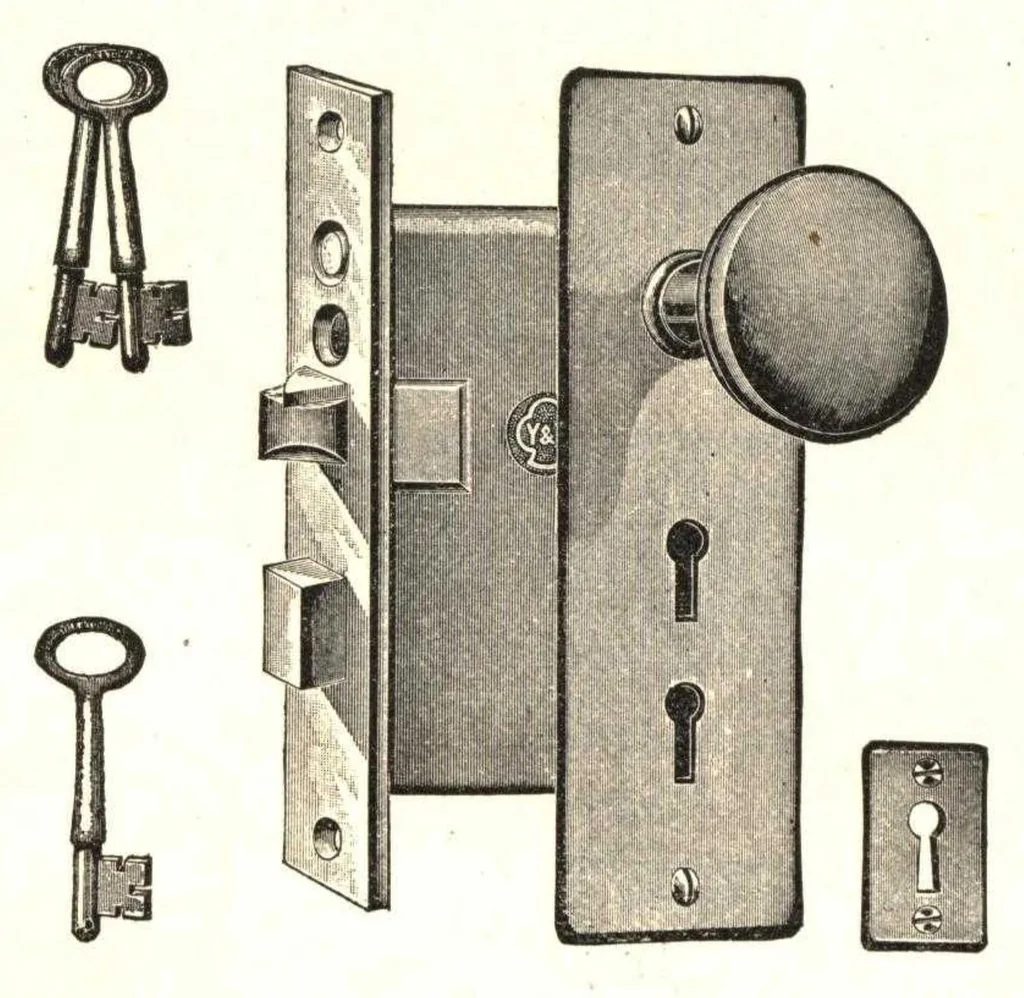 An illustration from Builder's hardware : fine locks, artistic designs, in door and window trimmings., 1903, leaf 171