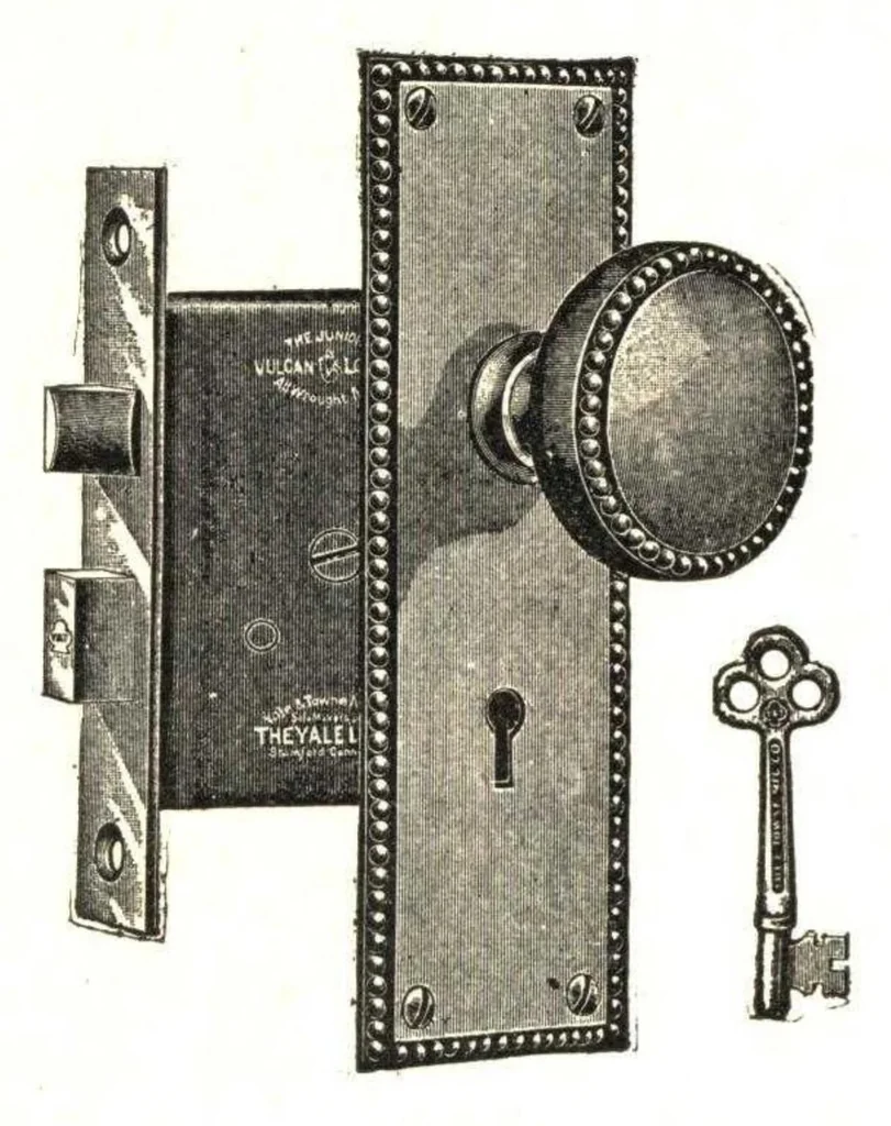 An illustration from Builder's hardware : fine locks, artistic designs, in door and window trimmings., 1903, leaf 197