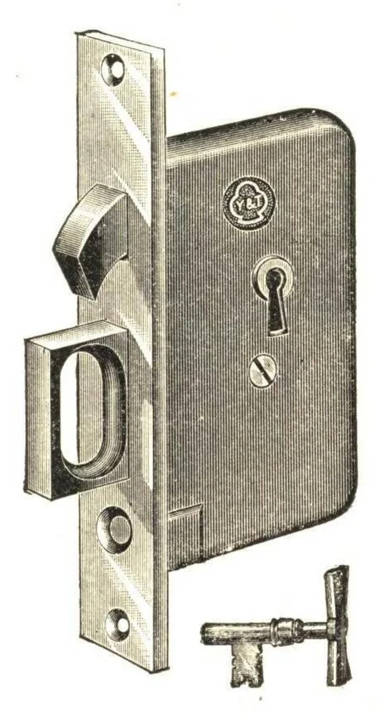 An illustration from Builder's hardware : fine locks, artistic designs, in door and window trimmings., 1903, leaf 222