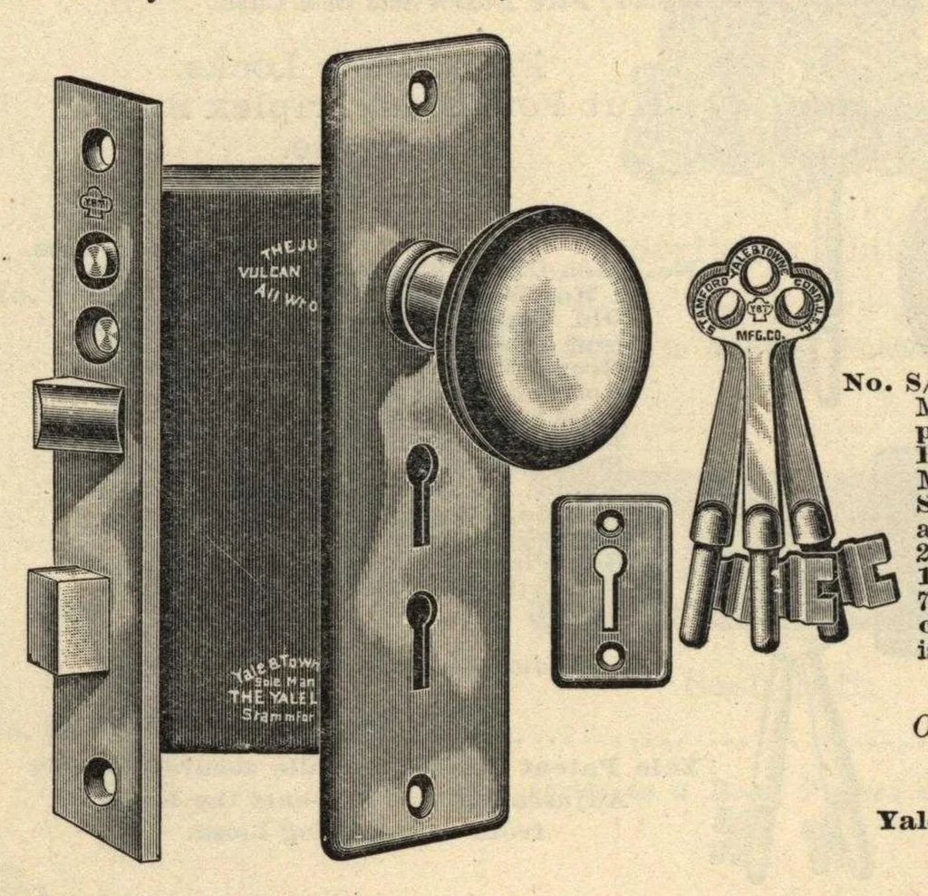 An illustration from Builder's hardware: fine locks, artistic designs in door and window trimmings., 1903, leaf 219