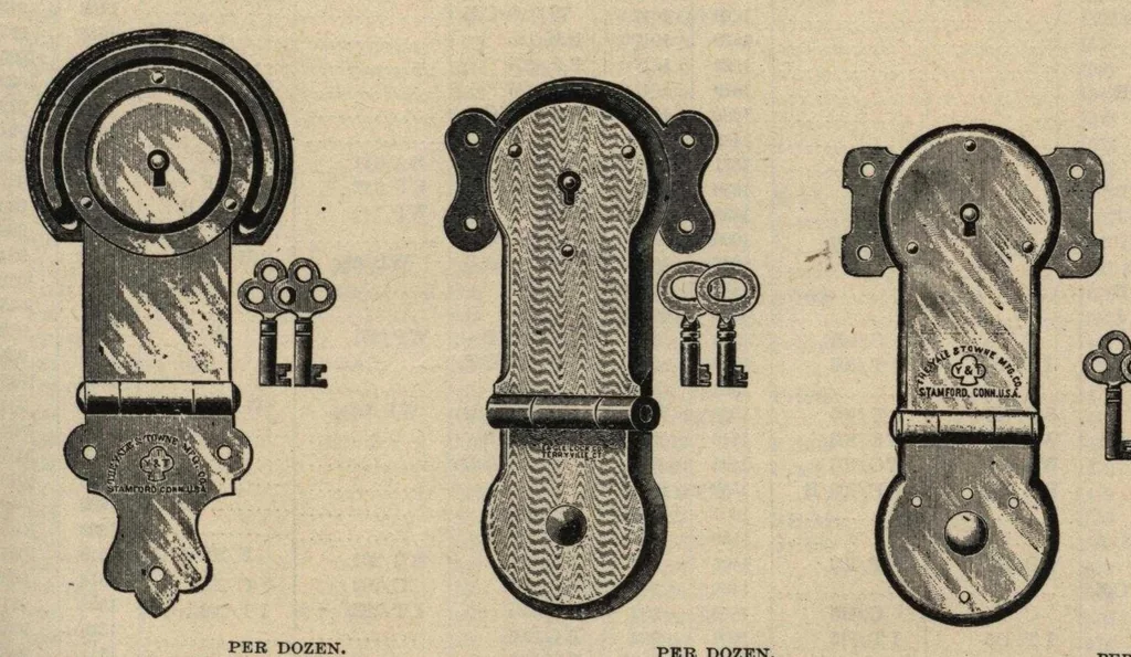 An illustration from Builder's hardware: fine locks, artistic designs in door and window trimmings., 1903, leaf 54