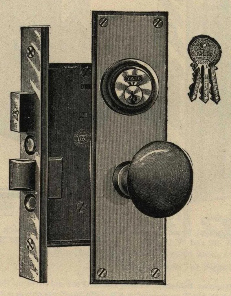 An illustration from Builder's hardware: fine locks, artistic designs in door and window trimmings., 1903, leaf 86