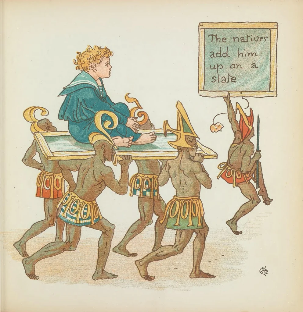 An illustration from Slateandpencil-vania : being the adventures of Dick on a desert island, 1885, leaf 17