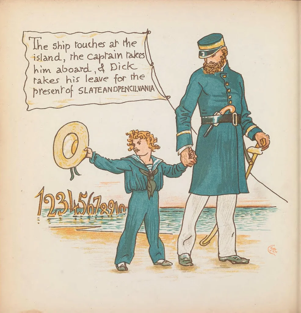 An illustration from Slateandpencil-vania : being the adventures of Dick on a desert island, 1885, leaf 28