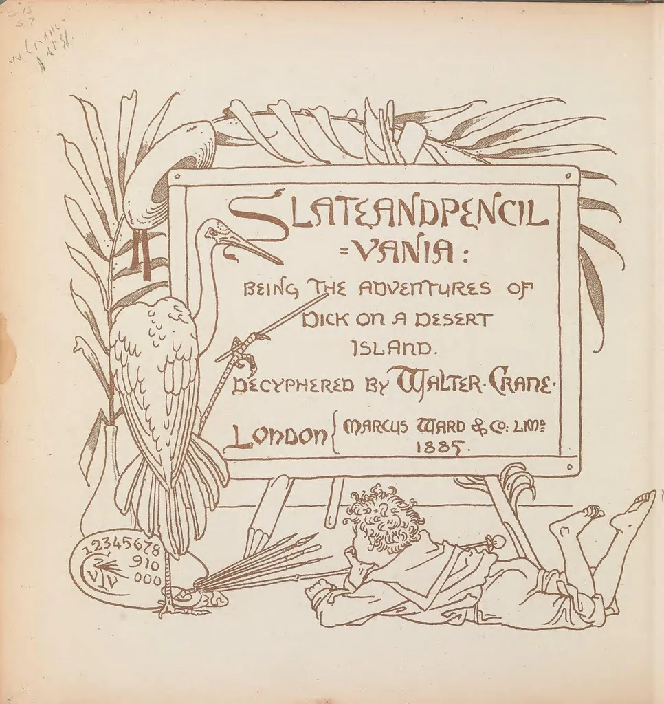 An illustration from Slateandpencil-vania : being the adventures of Dick on a desert island, 1885, leaf 4