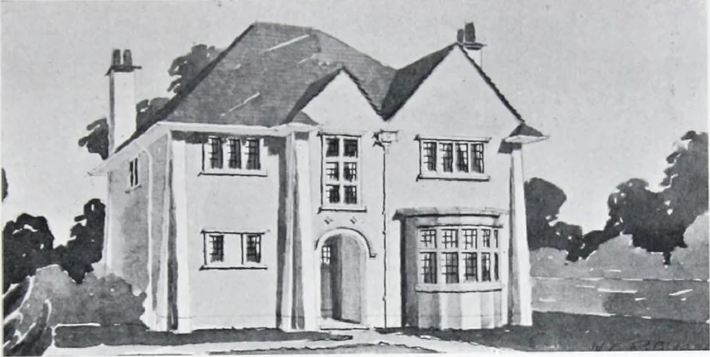 An illustration from Some small houses : illustrated with frontispiece in colour and 90 reproductions ..., 1908, leaf 12