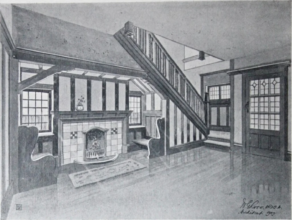 An illustration from Some small houses : illustrated with frontispiece in colour and 90 reproductions ..., 1908, leaf 37