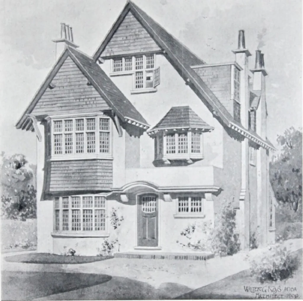 An illustration from Some small houses : illustrated with frontispiece in colour and 90 reproductions ..., 1908, leaf 38