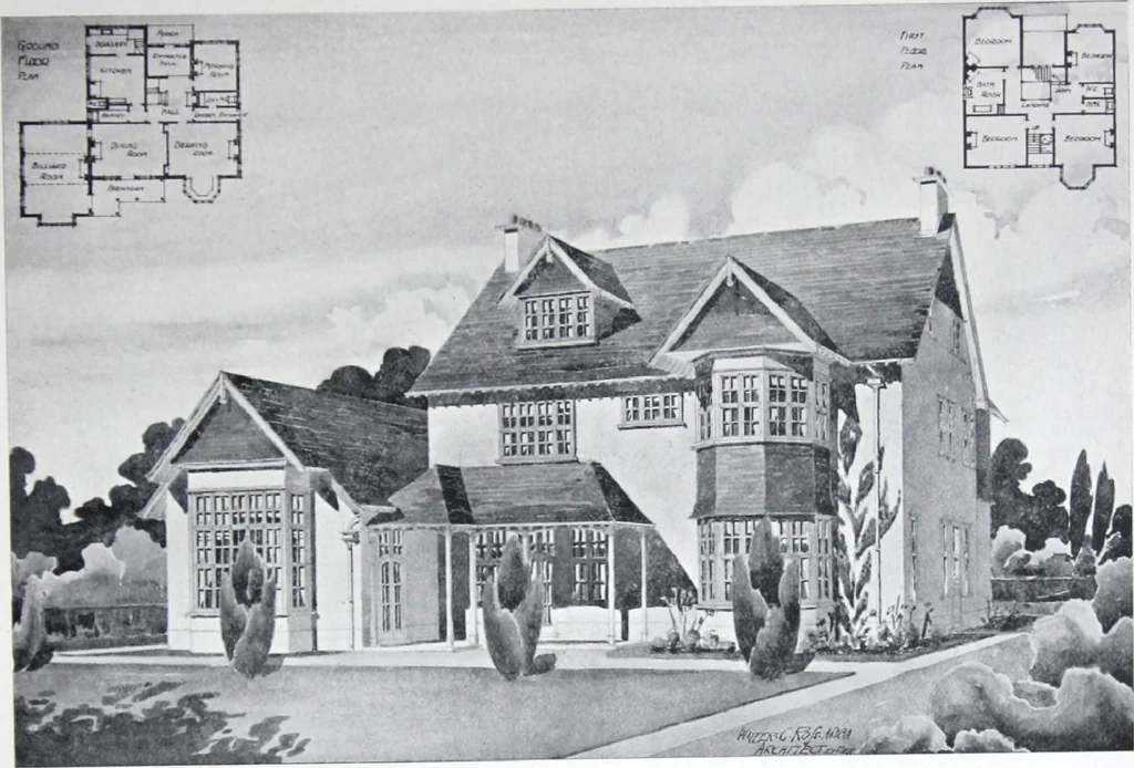 An illustration from Some small houses : illustrated with frontispiece in colour and 90 reproductions ..., 1908, leaf 40