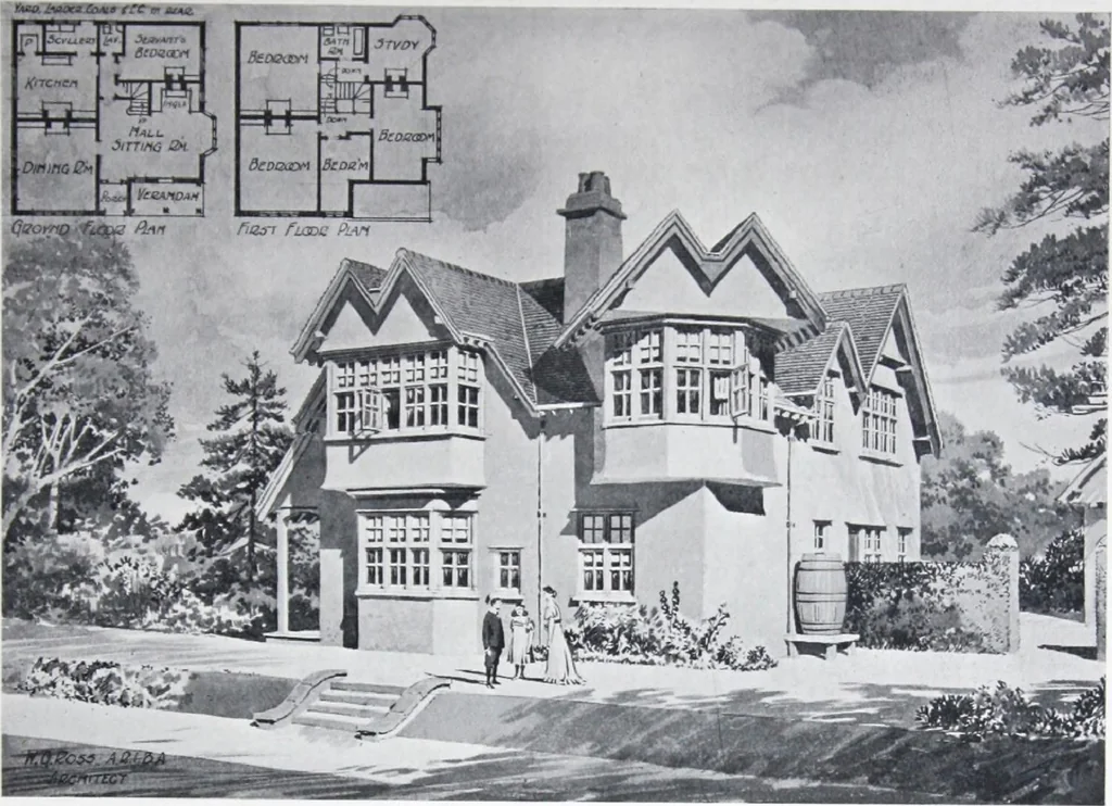 An illustration from Some small houses : illustrated with frontispiece in colour and 90 reproductions ..., 1908, leaf 42